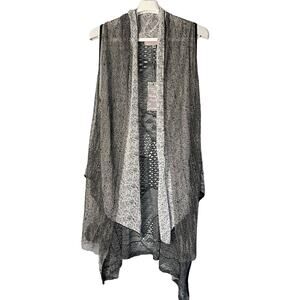 Pretty Angel Mesh Lace Sleeveless Draped Front Cover Up Duster Size S/M NEW